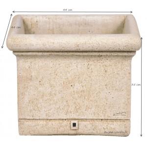 Jardinière carrée lisse - PJ45 - 44 cm - Béton vieilli résistant au gel et intempéries_0