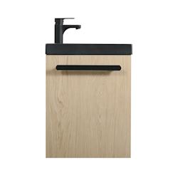 Meuble lave-mains NEVADA Décor chêne vasque noire - noir 3760232699669_0