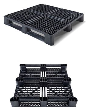 Palette plastique médium - 1140x1140x156 mm - plateau ajouré - 3 semelles - charge statique 7500 kg - charge dynamique 1375 kg_0