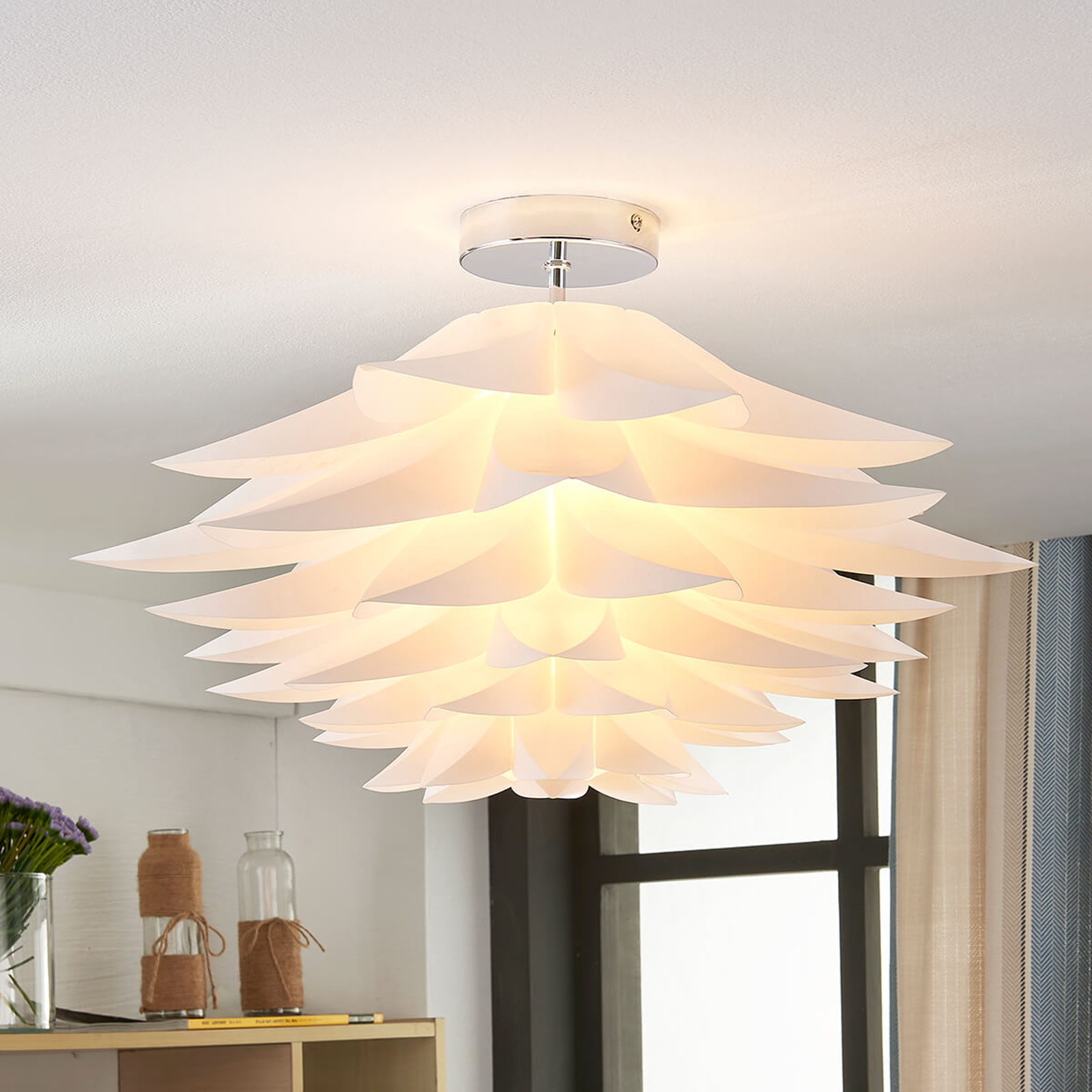 PLAFONNIER RIMON DE LINDBY, BLANC, PLASTIQUE, Ø 50 CM, E27