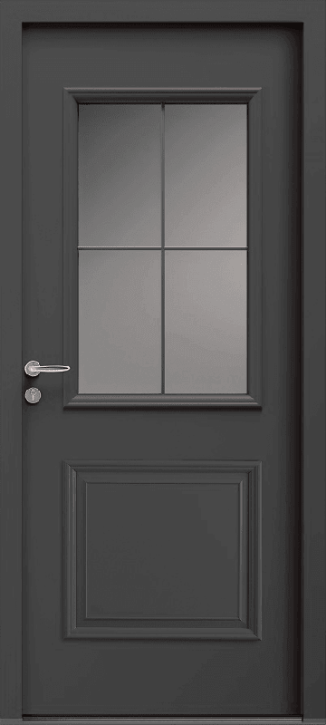 Porte d'Entrée Aluminium 60 Aloé42 Vitrée avec 4 Carreaux Plomb Sur Mesure Référence: Porte Alu 60 Aloé42_0
