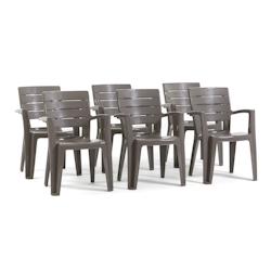 RATTATAN Set de 6 chaises monobloc en polypropylène avec fibre de verre, effet bois, empilables pour extérieur et jardin, bar et restaurant - Anita_0