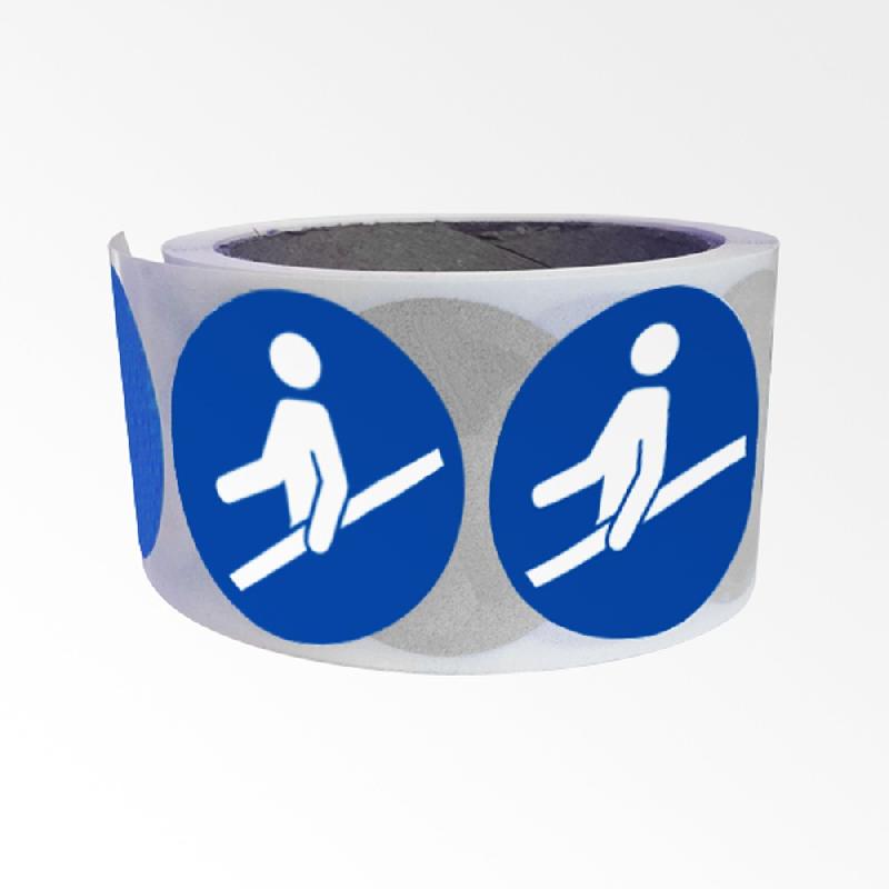 ROULEAU DE PICTOS D'OBLIGATION - TENIR LA MAIN COURANTE - M012  - 50 MM