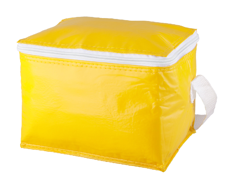 Sac isotherme - fermeture-éclair en PVC - renfort en aluminium - pour 6 boîtes de 0,33L - couleur jaune_0