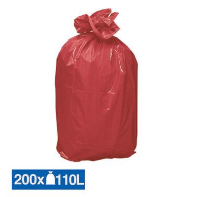 Sacs poubelle déchets lourds rouges 110 L, lot de 200_0