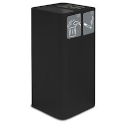 Stil Casa PURE conteneur de collecte des déchets avec cendrier, acier peint, 38x38xh. 80 cm, deux pictogrammes magnétiques inclus, 100 litres, noir._0