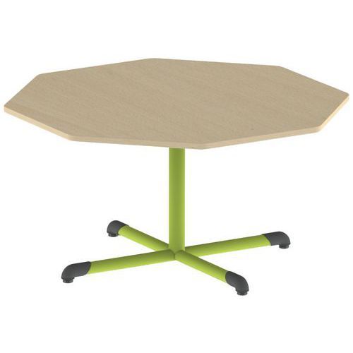 TABLE BANDANA OCTOG Ø 120 FIXE T4 STRAT HÊTRE MIEL- VERT - MOBIDECOR