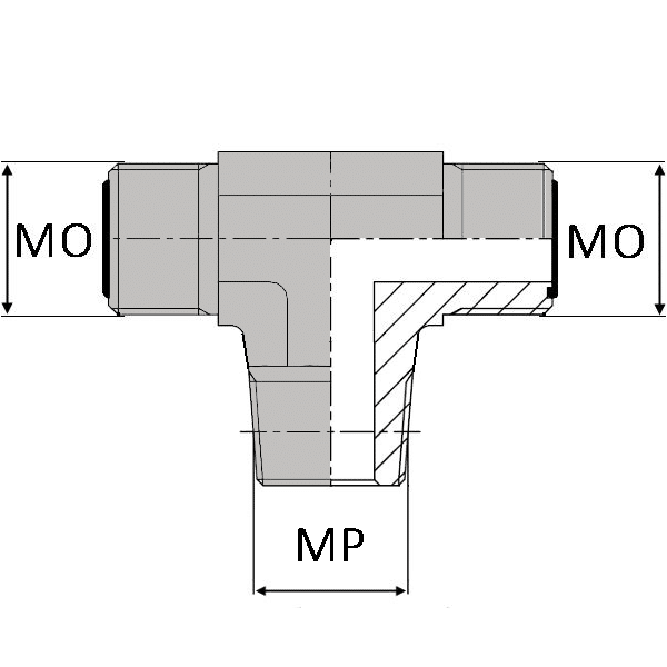 Té orientable mâle ORFS x mâle NPT x mâle ORFS - 1/4' , 13.61 , 11/16' , 17.46_0