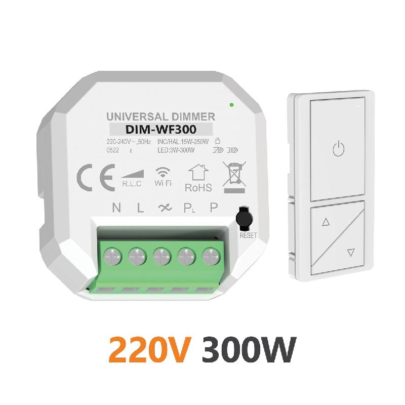 Variateur Intelligent Alcapower 220-240V CA 300W pour Lampes LED Fluocompactes Incandescentes Halogènes, Contrôle Smartphone et Télécommande Inclu_0