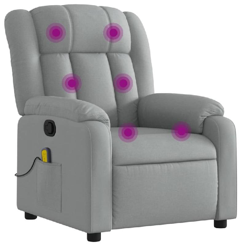 VidaXL Fauteuil de massage inclinable gris clair tissu Modèle Welvora - 8721012182646_0