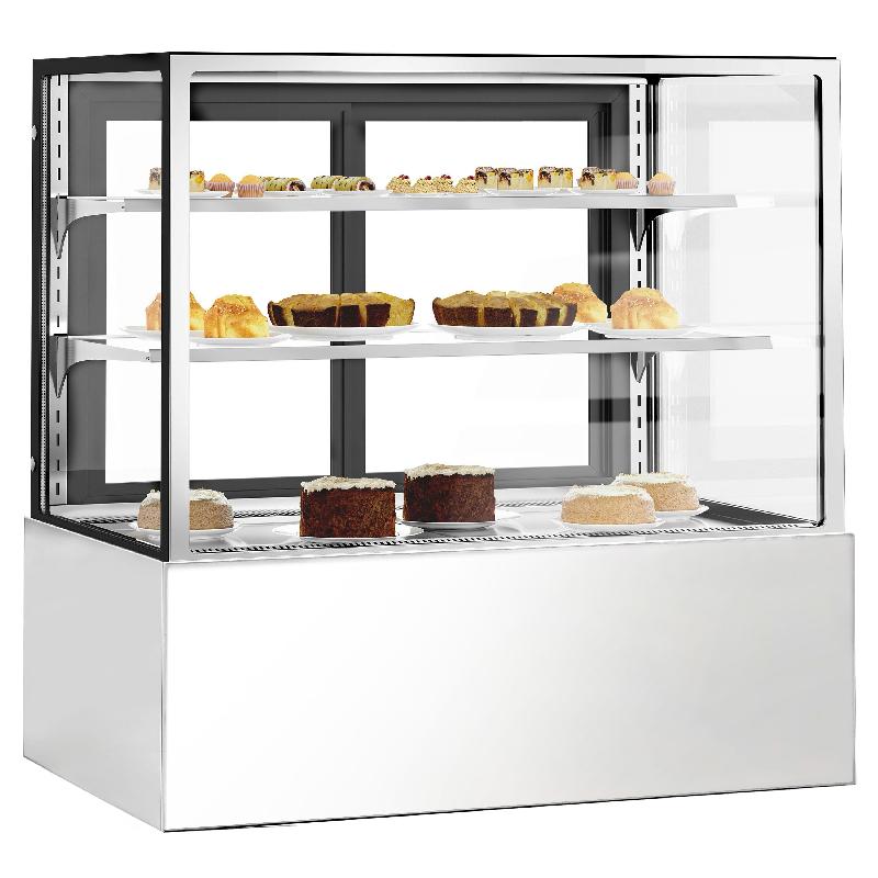 Vitrine réfrigérée pour pâtisserie - 1200 mm - 2 étagères - Inox_0
