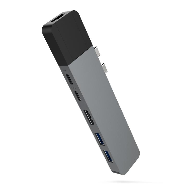 HyperDrive USB-C Hub Dual Type-C Adapter - Station d'accueil pour MacBook Pro 13'' & 15'' - Gris - 100W - Ports USB/HDMI/SD_0