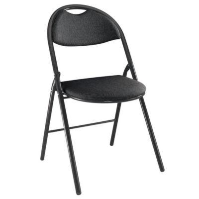 2 Chaises pliantes Super confort - Tissu non feu M1 Noir - Pieds métal Noir_0