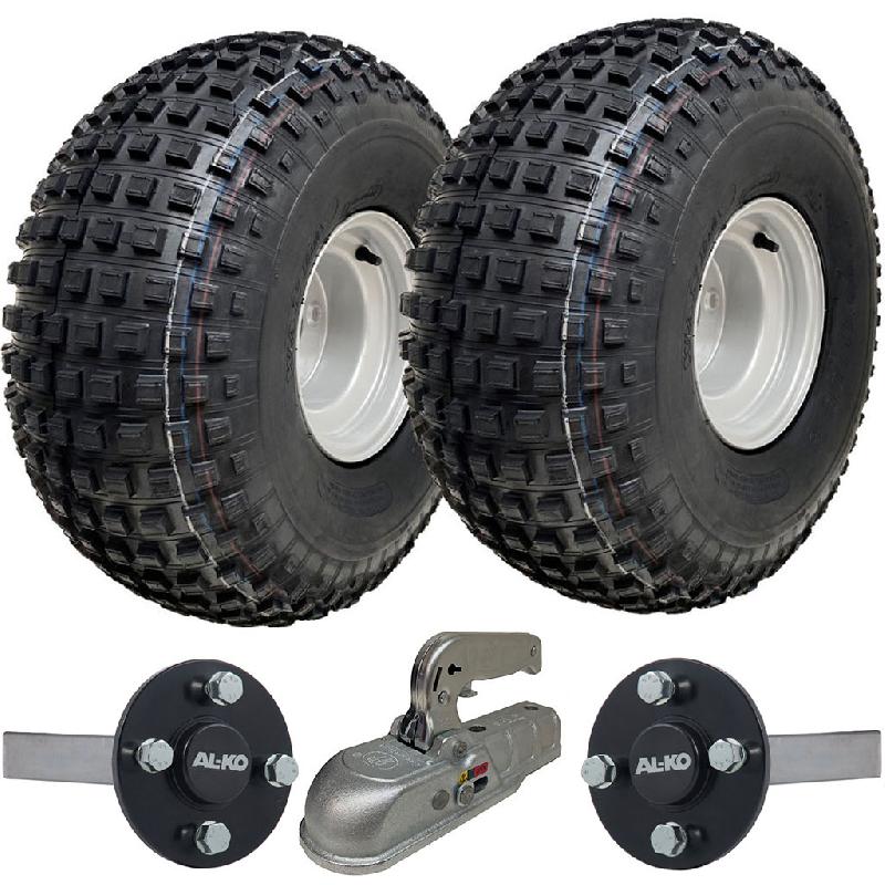 22x11.00-8 Knobby ATV Quad Trailer Kit Wheels, ALKO Axles, Cast Tow Hitch 310kgs_0