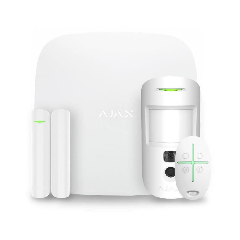 Ajax alarme kit starter - détection avec image - blanc - centrale, détecteur de mouvement, contacteur d'ouverture, télécommande_0
