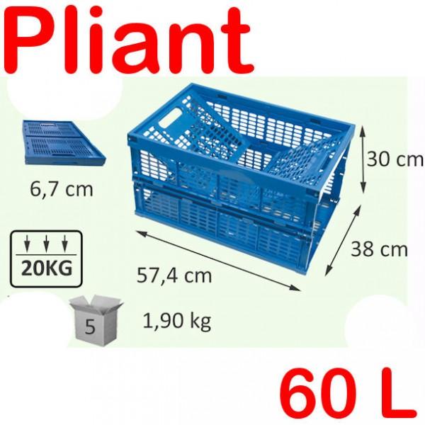 Bac pliant en plastique Rolléco - Capacité 45 à 60 litres - Résistant et pratique_0