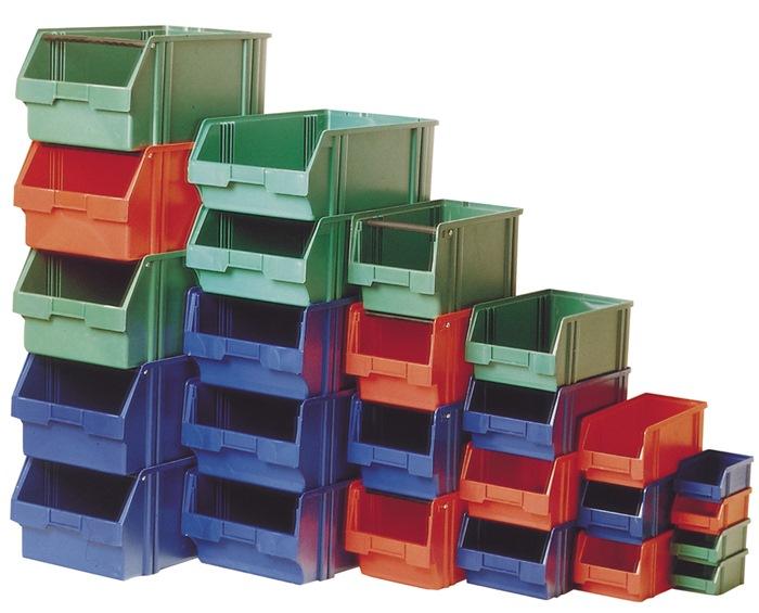 Boîte de rangement à ouverture frontale - LK L500/450 x l300 x H230 mm - polystyrène bleu - empilable et robuste_0