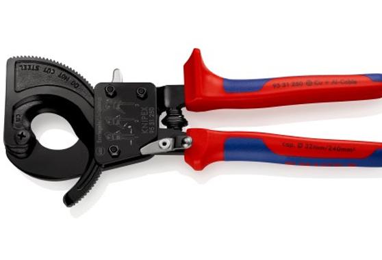 Coupe-câbles à cliquet 250mm - KNIPEX - 95 31 250 - Tranchants trempés et coupe facile_0