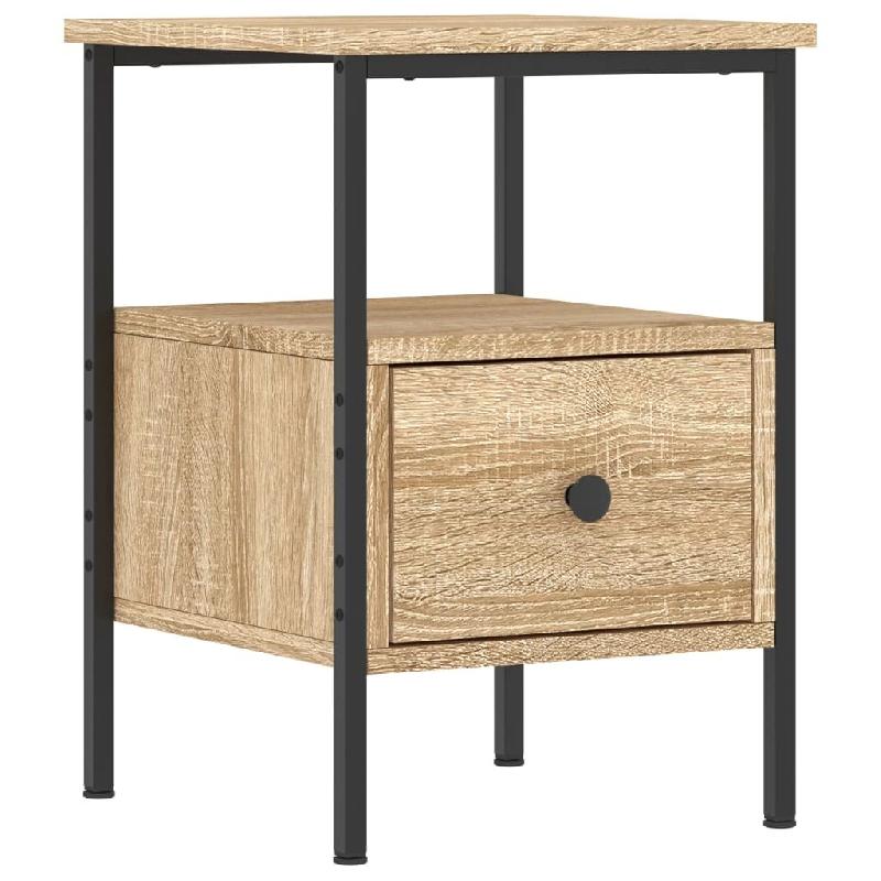 Décoshop26 - Table de chevet avec tiroir et étagère 34 x 36 x 50 cm bois d'ingénierie couleur chêne DEC033806 - 3000259733800_0