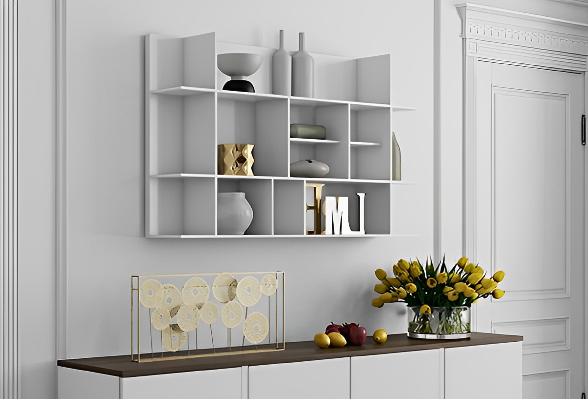 Etagere bibliotheque murale blanche design panorama