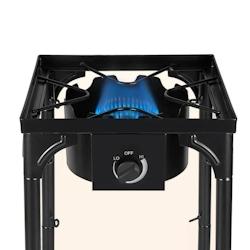 INTEC Réchaud Gaz 4 pieds 4.5KW Modulable 3 Hauteurs - Cuisine Extérieure Dimensions 40 x 40 x H78cm Allumage Piezo - noir métal 3701599333704_0