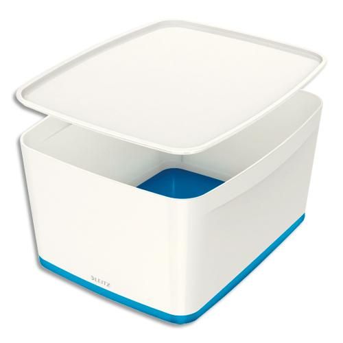 Leitz boîte mybox medium avec couvercle en abs. Coloris blanc fond bleu_0