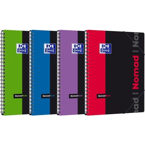 LOT DE 5 - CAHIER OXFORD ETUDIANTS NOMADBOOK A4+ LIGNÉ 7MM 160 PAGES RELIURE SPIRALE COUVERTURE POLYPRO COLORIS ASSORTIS