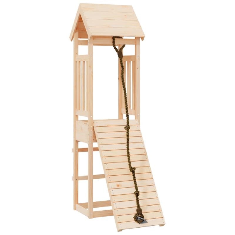 MAISONNETTE DE JEU AVEC MUR D\'ESCALADE 131 X 64 X 207 CM BOIS MASSIF DE PIN 02_0004817_0