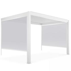Oviala Business - Pergola bioclimatique adossée blanche 3x4m avec 2 Stores 2,66x2,34m - Aluminium - 109351_0