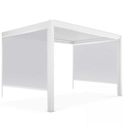 Oviala Business Pergola bioclimatique adossée blanche 3x4m et 2 Stores 2,66 x 2,34 m - blanc aluminium 109351_0