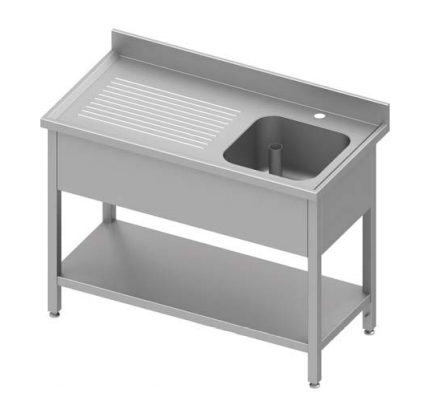 Plonge inox adossée avec 1 bac  à droite avec étagère 1000x600x900 soudée - 934466100S_0