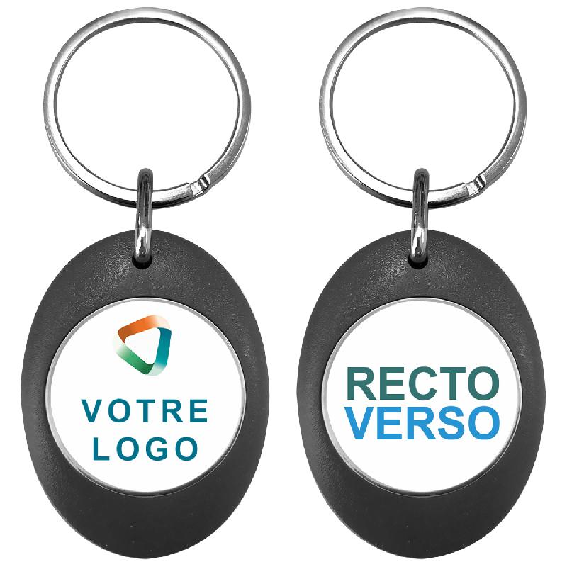 Porte-clés publicitaire ovale plastique recto-verso_0