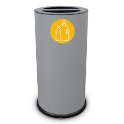 Stil Casa poubelle de tri sélectif, Ø 35 x h. 72 cm, acier peint, deux compartiments, pictogramme magnétique, 70 litres, gris. - 872 G_0
