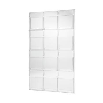 Support mural pour cartes de visites - 12 brochures A4 portrait - Verre acrylique incassable - 762x1245 mm_0