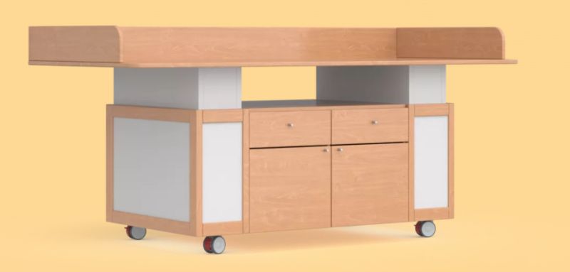 Table à langer pour handicapé - Kayserbetten - réglable en hauteur avec cadres latéraux de 15 cm_0
