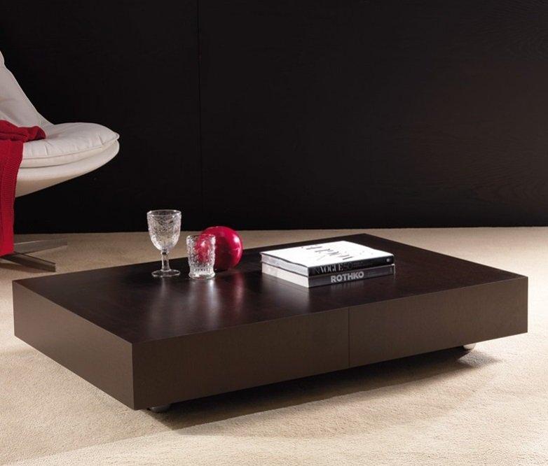 Table basse relevable extensible block design wengé