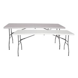 TheHomeWeeks Lot de 2 tables pliantes solides, conformes aux normes d'usage public, 180 x 70 x 74 cm. Portables. Plateau en PEHD de 3,5 cm.The Homewee_0