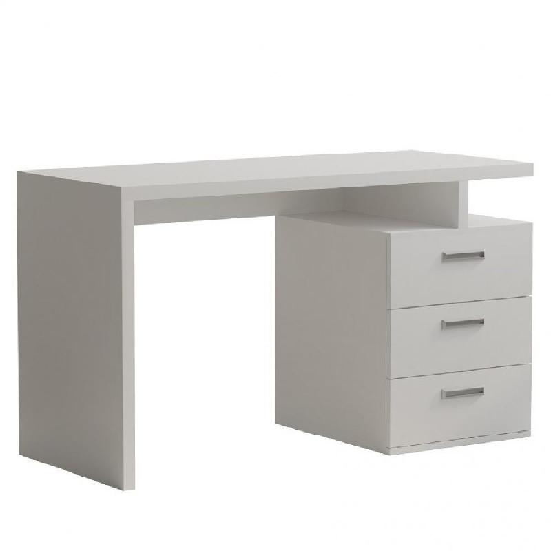 Bureau droit RUBY 3 tiroirs blanc mat - Plateau 120 x 60 cm - Design contemporain_0