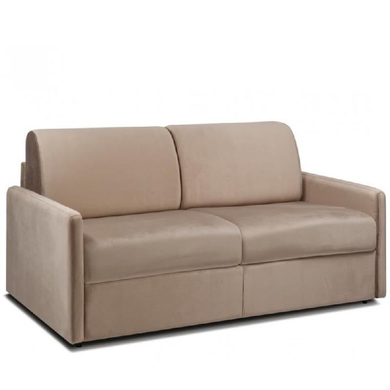 Canapé convertible express Custom - sommier à lattes 140 cm - matelas 16 cm - velours taupe - fabrication italienne_0