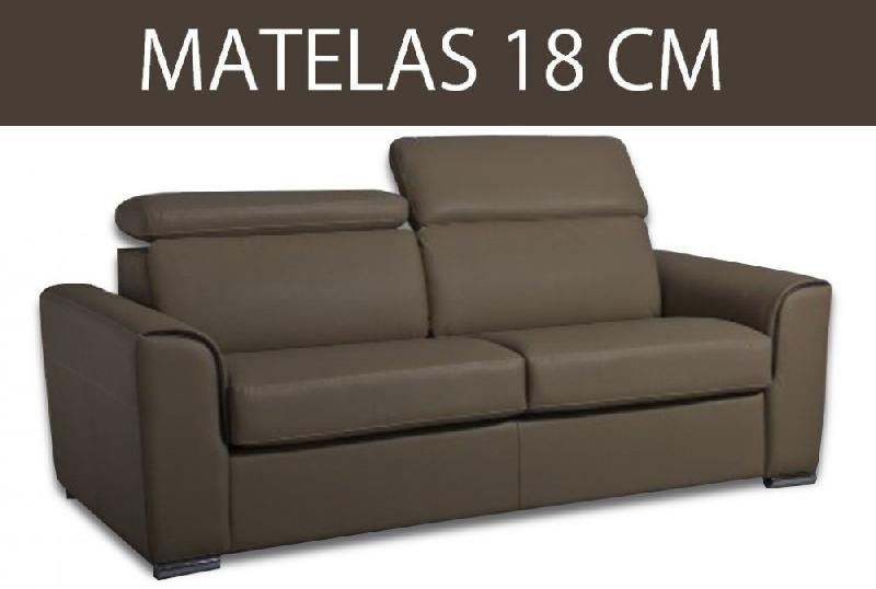 CANAPÉ CONVERTIBLE EXPRESS IMOLA NUBUCUIR CHOCOLAT MATELAS 18CM COUCHAGE 140 CM_0