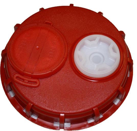 Couvercle Schütz Ø150 rouge + 2 bondes 2