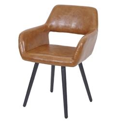 Décoshop26 - Chaise de salle à manger bureau visiteur sans roulette design rétro en synthétique marron pied en bois foncé 04_0002145 - marron 300_0