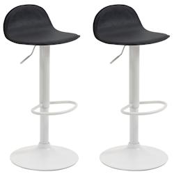 Décoshop26 - Lot de 2 tabourets de bar avec repose-pieds en PVC noir pied trompète en métal blanc 10_0004262 - blanc 3000252011790_0