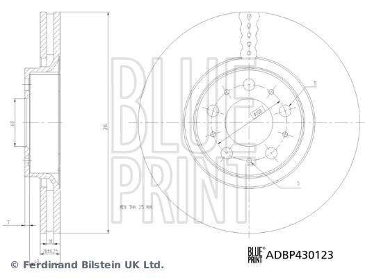 Disque de frein Blue Print ADBP430123 - ventilé de l'intérieur - côté avant - boîte de 1_0