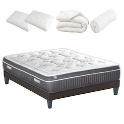 Ensemble   Matelas Mémoire de forme + Sommier + Accessoires 160x200 cm COLOMBE BELLECOUR - blanc Mousse à mémoire de forme 4VP.CLB.K15.K.1620_0