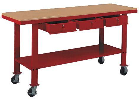 Établi 150 cm avec roues plateau MDF 2 tiroirs MW Tools DER1500WR_0