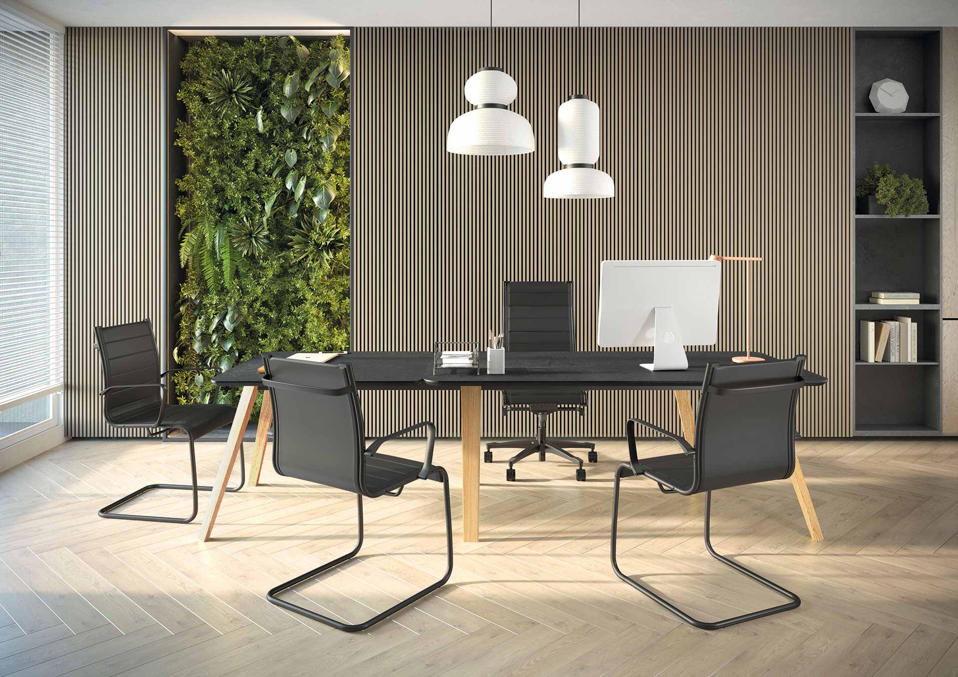 Fauteuil de conférence en similicuir noir - ELITE_0