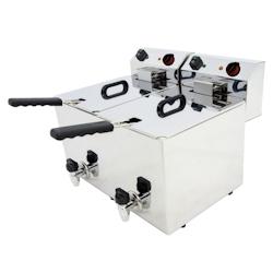 Friteuse electrique 8+8 litres de table avec robinet - 530x495x325 mm - 7000 W 230/1V - 44886010 Eurast - inox 44886010_0