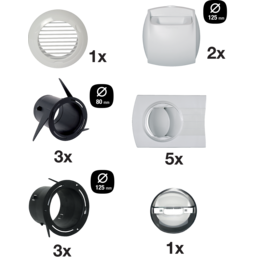 Kit bouches VMC double flux pour T3/T4 - extraction Ø125 mm, insufflation Ø80 mm - Aldes - 11023228_0