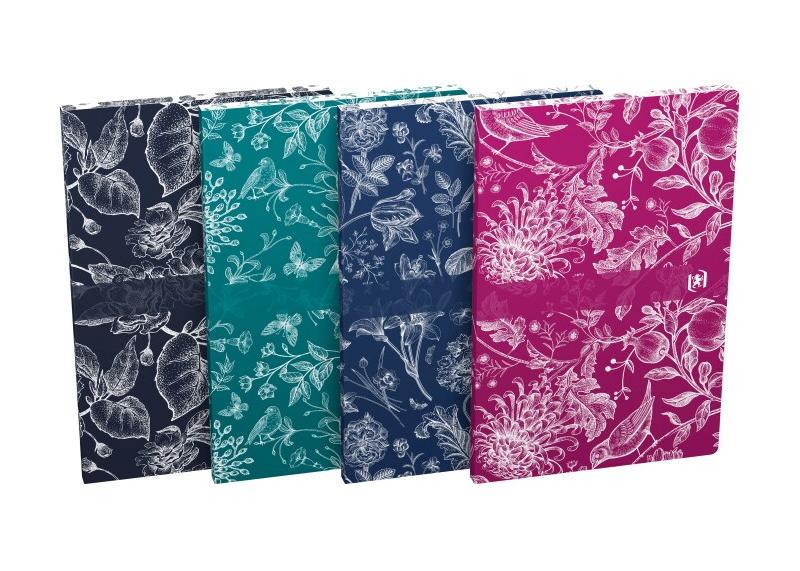 Oxford Lot de 5 Cahier Floral Romance broché B5, 160p./80 feuilles 90g/m², quadrillé 5x5 + marge, coloris assortis (4) - 5904017435761_0
